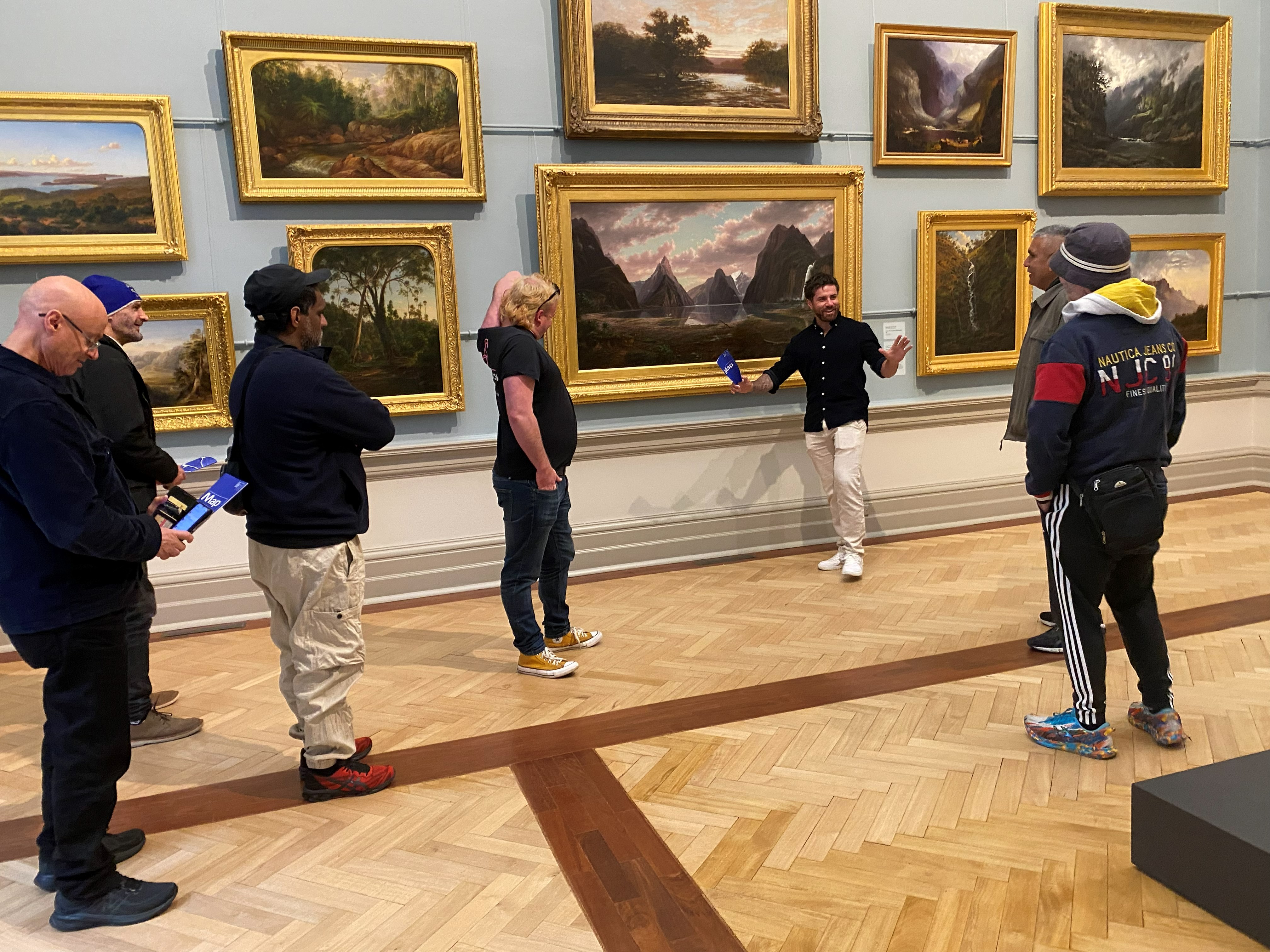 The Wednesday rec group visiting the Art Gallery of New South Wales on a community access outing