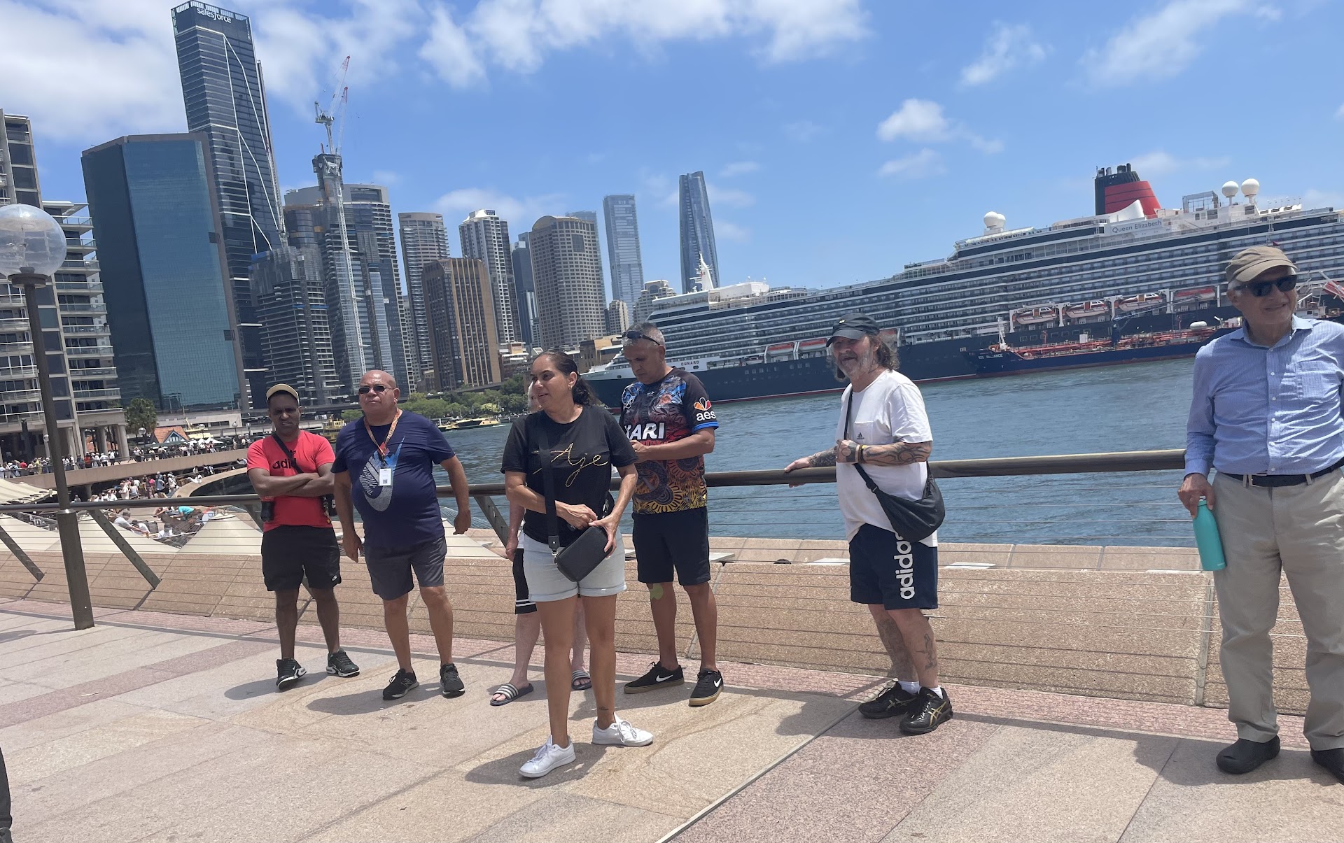 Participants and support workers on a community access outing at Darling Harbour, Sydney